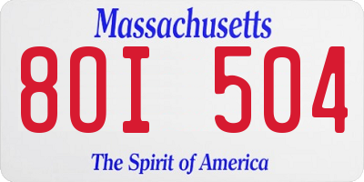 MA license plate 8OI504