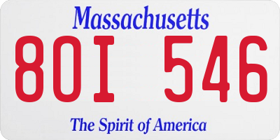 MA license plate 8OI546