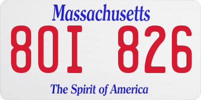 MA license plate 8OI826