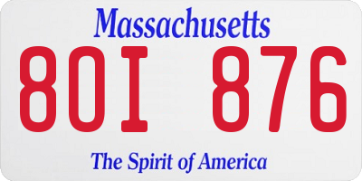 MA license plate 8OI876