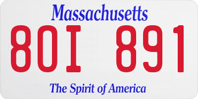MA license plate 8OI891