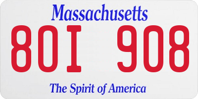 MA license plate 8OI908