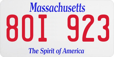 MA license plate 8OI923