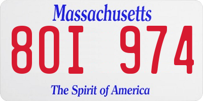 MA license plate 8OI974
