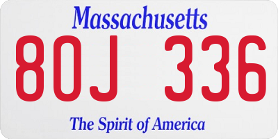 MA license plate 8OJ336
