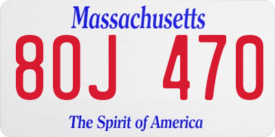 MA license plate 8OJ470