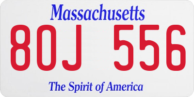MA license plate 8OJ556