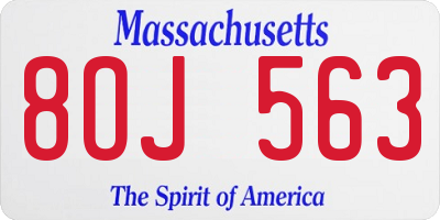 MA license plate 8OJ563