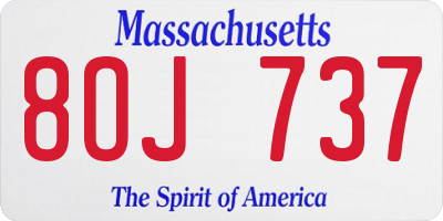 MA license plate 8OJ737
