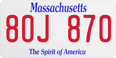 MA license plate 8OJ870