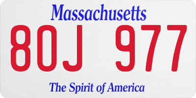 MA license plate 8OJ977