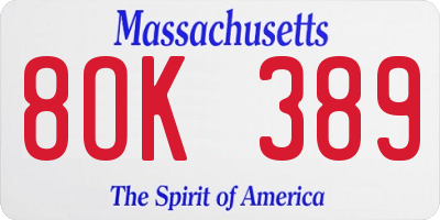MA license plate 8OK389