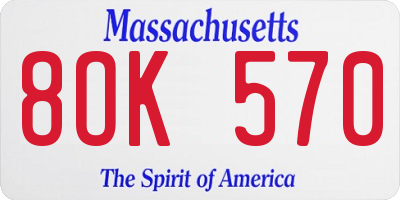 MA license plate 8OK570