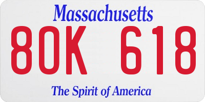 MA license plate 8OK618