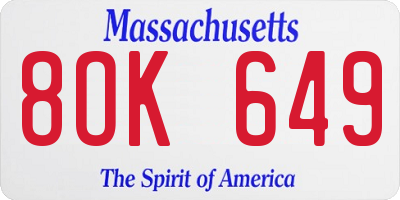 MA license plate 8OK649