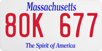 MA license plate 8OK677