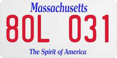 MA license plate 8OL031