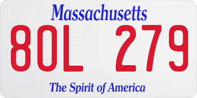 MA license plate 8OL279