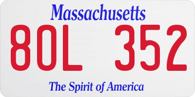 MA license plate 8OL352