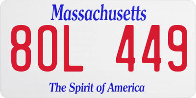 MA license plate 8OL449