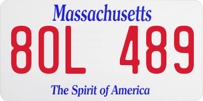MA license plate 8OL489