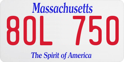 MA license plate 8OL750