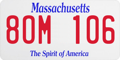MA license plate 8OM106