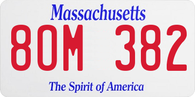 MA license plate 8OM382