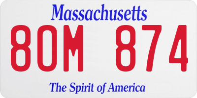 MA license plate 8OM874