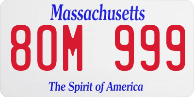 MA license plate 8OM999