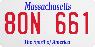 MA license plate 8ON661