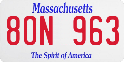 MA license plate 8ON963
