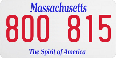 MA license plate 8OO815