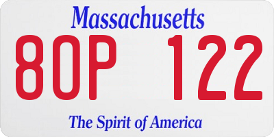 MA license plate 8OP122