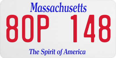 MA license plate 8OP148