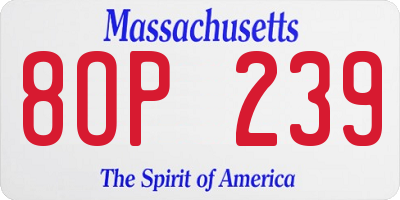 MA license plate 8OP239