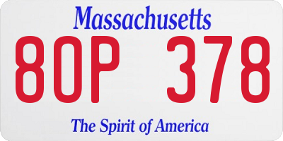 MA license plate 8OP378