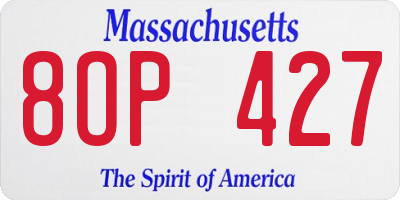 MA license plate 8OP427