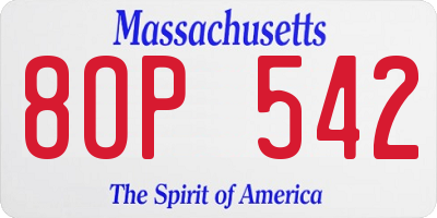 MA license plate 8OP542