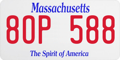MA license plate 8OP588