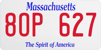 MA license plate 8OP627