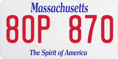 MA license plate 8OP870