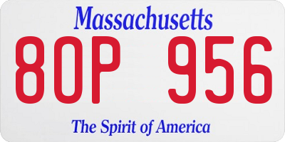 MA license plate 8OP956