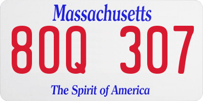 MA license plate 8OQ307