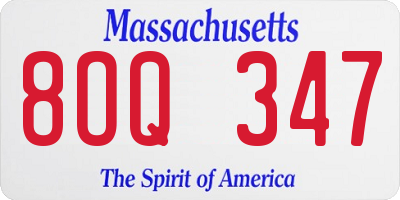 MA license plate 8OQ347