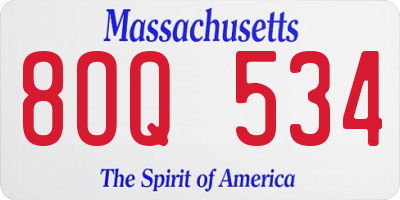 MA license plate 8OQ534