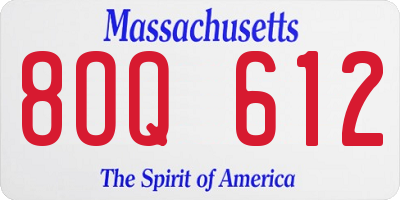 MA license plate 8OQ612