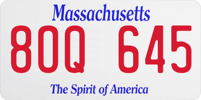 MA license plate 8OQ645