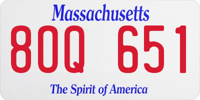 MA license plate 8OQ651