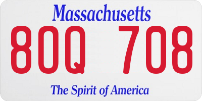MA license plate 8OQ708
